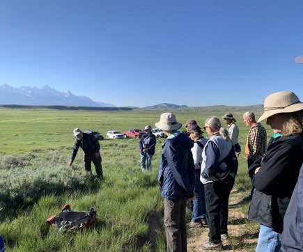 A photo of National Elk Refuge volunteers on a plant walk after work hours.